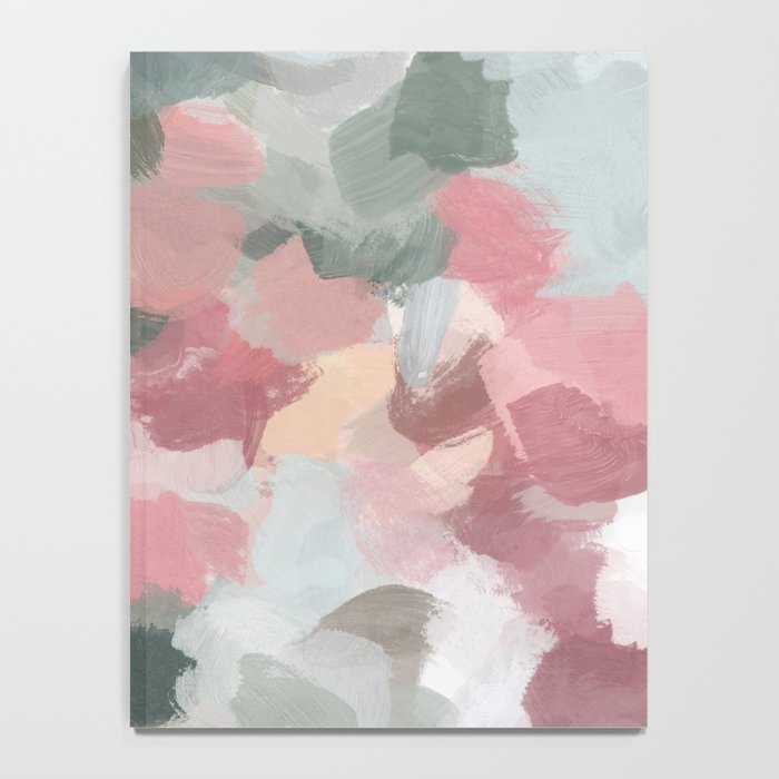 Tropical Winds - Blue Sage Green Coral Pink Flowers in the Abstract Nature Painting Art Print Notebook Gallery Image 4