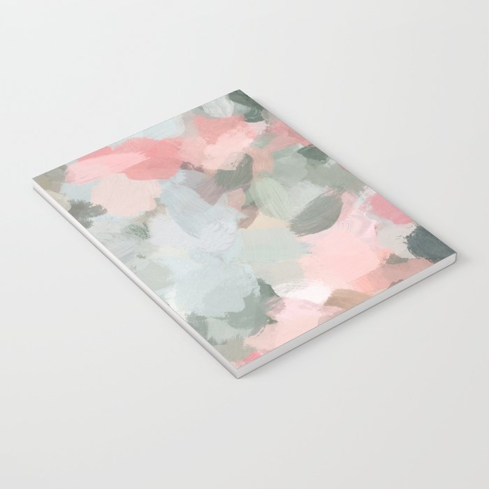 Tropical Winds - Blue Sage Green Coral Pink Flowers in the Abstract Nature Painting Art Print Notebook Gallery Image 3