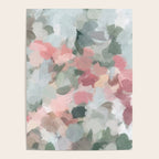Tropical Winds - Blue Sage Green Coral Pink Flowers in the Abstract Nature Painting Art Print Poster Gallery Image 4