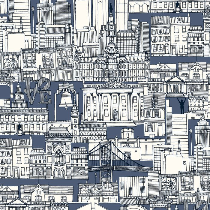 Philadelphia toile blue indigo Coffee Mug Gallery Image 2