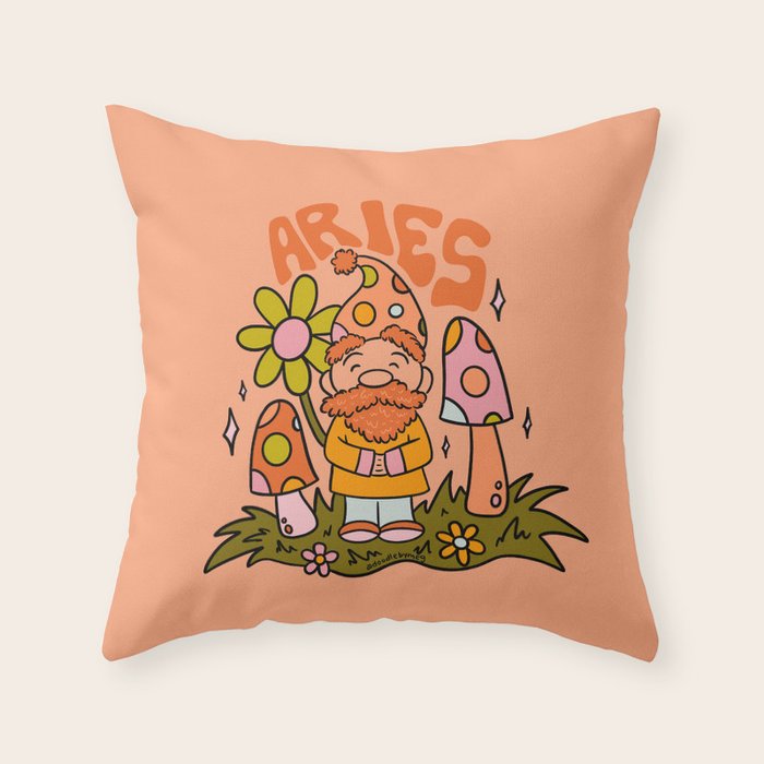 Aries Gnome Throw Pillow Gallery Image 6