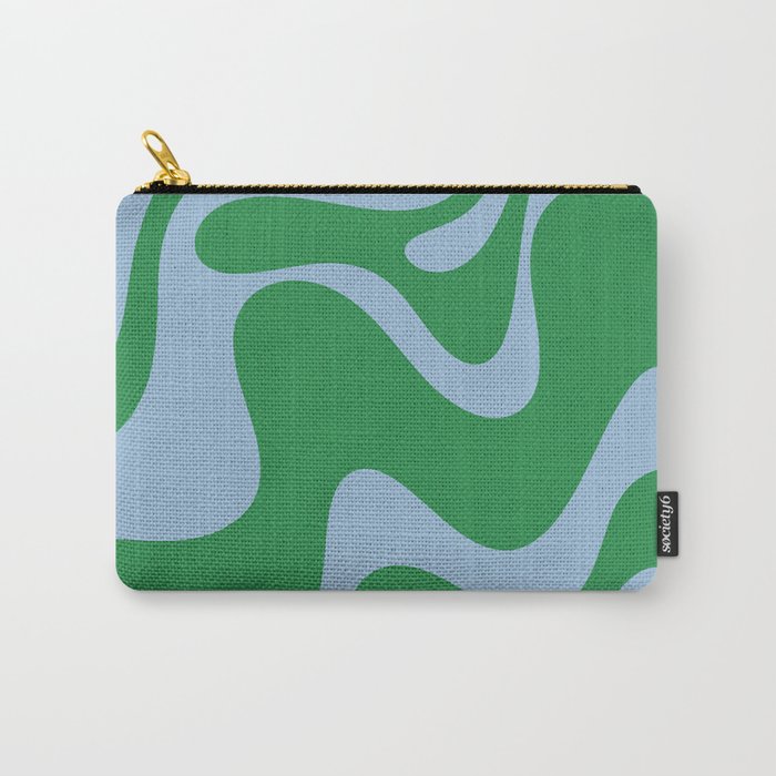 Retro Liquid Swirl Abstract 2 in Green and Light Blue Carry All Pouch Gallery Image 1
