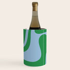 Retro Liquid Swirl Abstract 2 in Green and Light Blue Wine Chiller Gallery Image 2