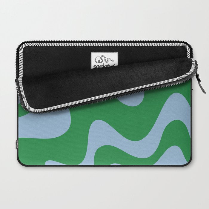 Retro Liquid Swirl Abstract 2 in Green and Light Blue Laptop Sleeve Gallery Image 2