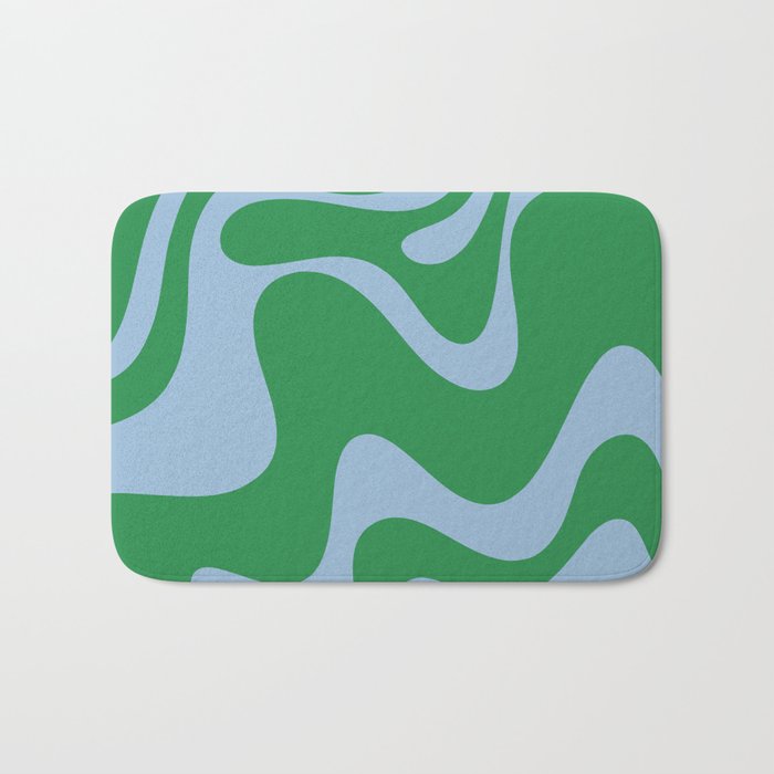 Retro Liquid Swirl Abstract 2 in Green and Light Blue Bath Mat Gallery Image 1