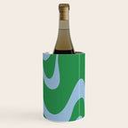 Retro Liquid Swirl Abstract 2 in Green and Light Blue Wine Chiller Gallery Image 3