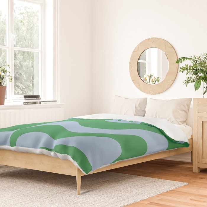 Retro Liquid Swirl Abstract 2 in Green and Light Blue Duvet Cover Gallery Image 2