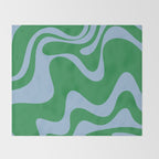 Retro Liquid Swirl Abstract 2 in Green and Light Blue Throw Blanket Gallery Image 2