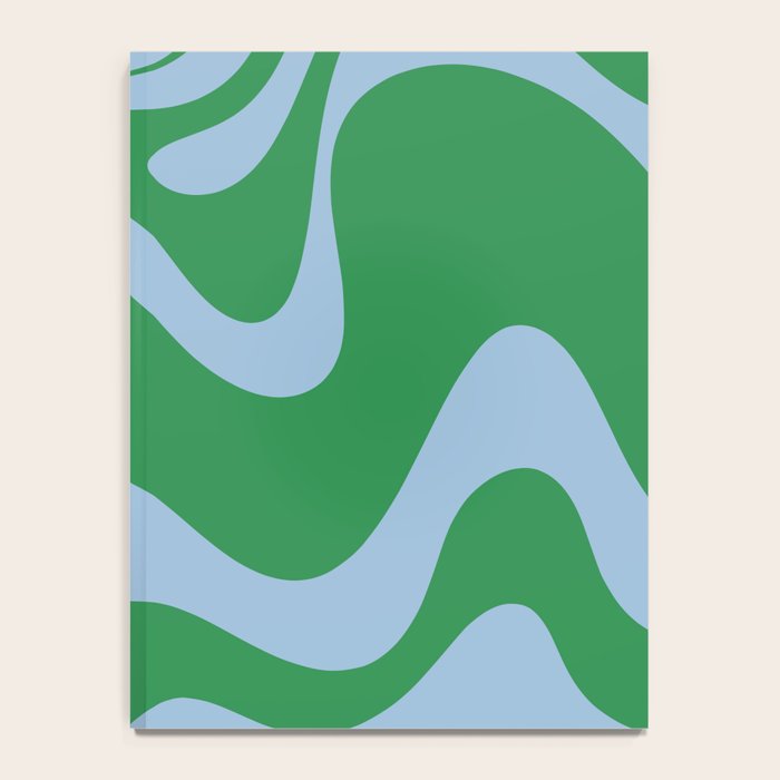 Retro Liquid Swirl Abstract 2 in Green and Light Blue Notebook Gallery Image 4