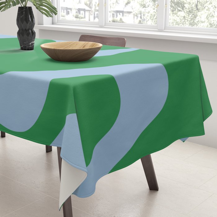 Retro Liquid Swirl Abstract 2 in Green and Light Blue Tablecloth Gallery Image 3