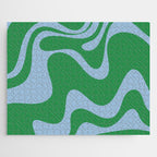 Retro Liquid Swirl Abstract 2 in Green and Light Blue Jigsaw Puzzle Gallery Image 1