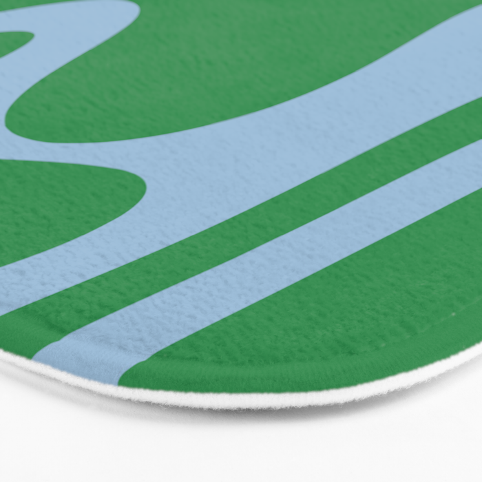Retro Liquid Swirl Abstract 2 in Green and Light Blue Bath Mat Gallery Image 3