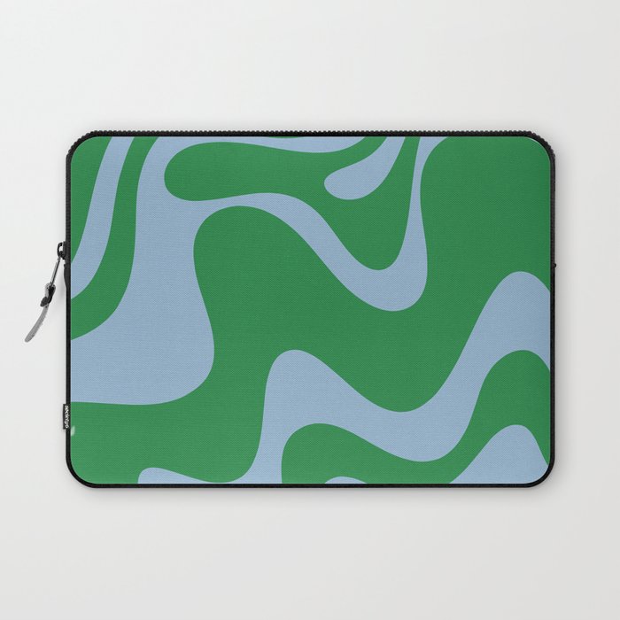 Retro Liquid Swirl Abstract 2 in Green and Light Blue Laptop Sleeve Gallery Image 1