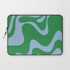 Retro Liquid Swirl Abstract 2 in Green and Light Blue Laptop Sleeve Gallery Image 1