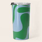Retro Liquid Swirl Abstract 2 in Green and Light Blue Travel Mug Gallery Image 3