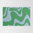 Retro Liquid Swirl Abstract 2 in Green and Light Blue Rug Gallery Image 2