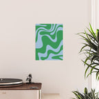 Retro Liquid Swirl Abstract 2 in Green and Light Blue Poster Gallery Image 2