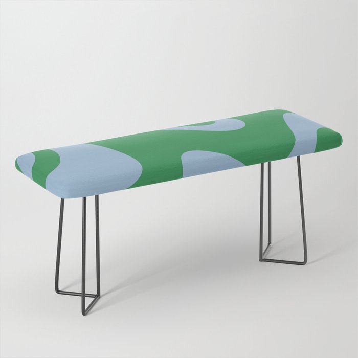 Retro Liquid Swirl Abstract 2 in Green and Light Blue Bench Gallery Image 1