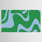 Retro Liquid Swirl Abstract 2 in Green and Light Blue Tablecloth Gallery Image 2