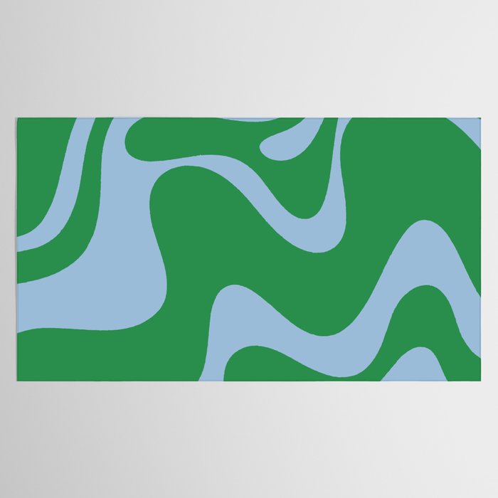 Retro Liquid Swirl Abstract 2 in Green and Light Blue Tablecloth Gallery Image 2