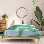 Retro Liquid Swirl Abstract 2 in Green and Light Blue Comforter Gallery Image 3