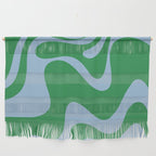 Retro Liquid Swirl Abstract 2 in Green and Light Blue Wall Hanging Gallery Image 1