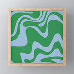 Retro Liquid Swirl Abstract 2 in Green and Light Blue Mini Art Print Gallery Image 1