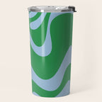 Retro Liquid Swirl Abstract 2 in Green and Light Blue Travel Mug Gallery Image 2