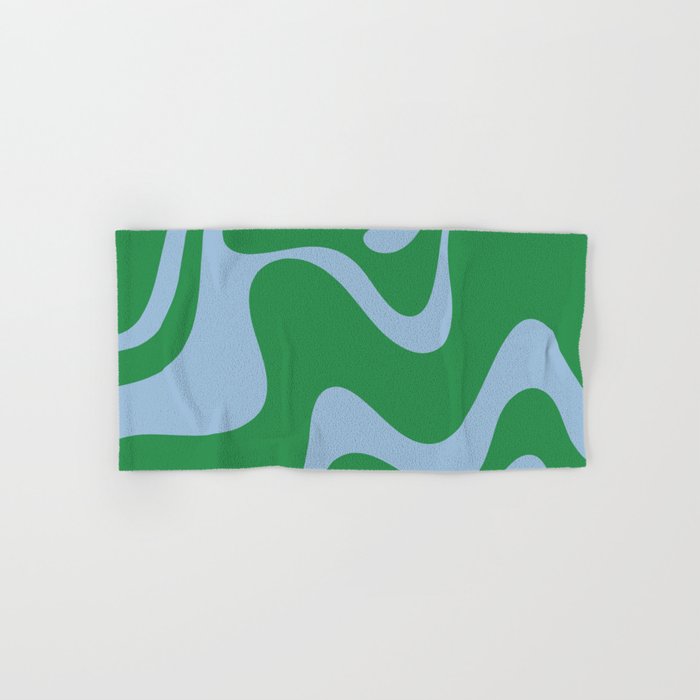 Retro Liquid Swirl Abstract 2 in Green and Light Blue Bath Towel Gallery Image 1
