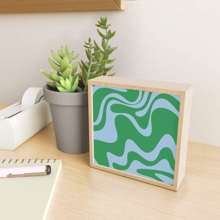 Retro Liquid Swirl Abstract 2 in Green and Light Blue Mini Art Print Gallery Image 2