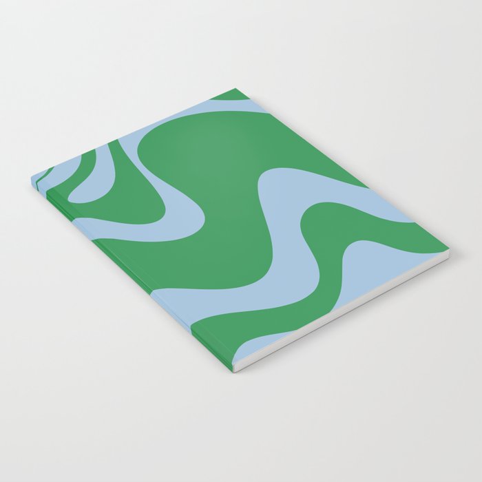 Retro Liquid Swirl Abstract 2 in Green and Light Blue Notebook Gallery Image 2
