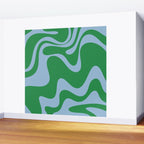 Retro Liquid Swirl Abstract 2 in Green and Light Blue Wall Mural Gallery Image 2