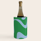 Retro Liquid Swirl Abstract 2 in Green and Light Blue Wine Chiller Gallery Image 1