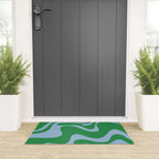 Retro Liquid Swirl Abstract 2 in Green and Light Blue Welcome Mat Gallery Image 3