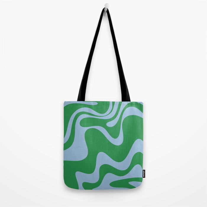Retro Liquid Swirl Abstract 2 in Green and Light Blue Tote Bag Gallery Image 2