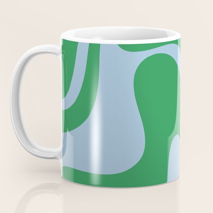 Retro Liquid Swirl Abstract 2 in Green and Light Blue Coffee Mug Gallery Image 3