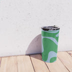 Retro Liquid Swirl Abstract 2 in Green and Light Blue Travel Mug Gallery Image 4