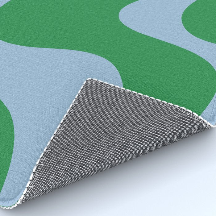 Retro Liquid Swirl Abstract 2 in Green and Light Blue Rug Gallery Image 4