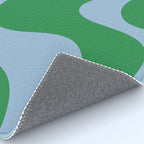 Retro Liquid Swirl Abstract 2 in Green and Light Blue Rug Gallery Image 4