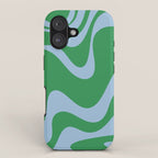 Retro Liquid Swirl Abstract 2 in Green and Light Blue iPhone Case Gallery Image 1