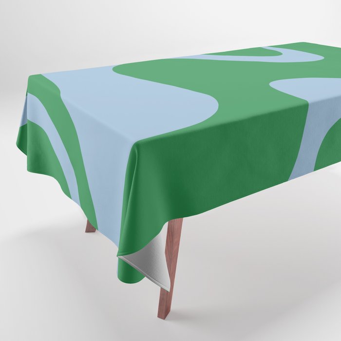 Retro Liquid Swirl Abstract 2 in Green and Light Blue Tablecloth Gallery Image 1
