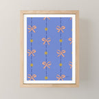 Cute Hair Bows & Stars in Sky Blue & Peach Mini Art Print Gallery Image 1
