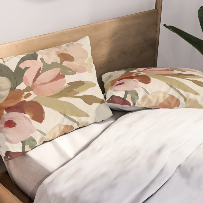 Soft Floral Still Life Pillow Sham Gallery Image 2