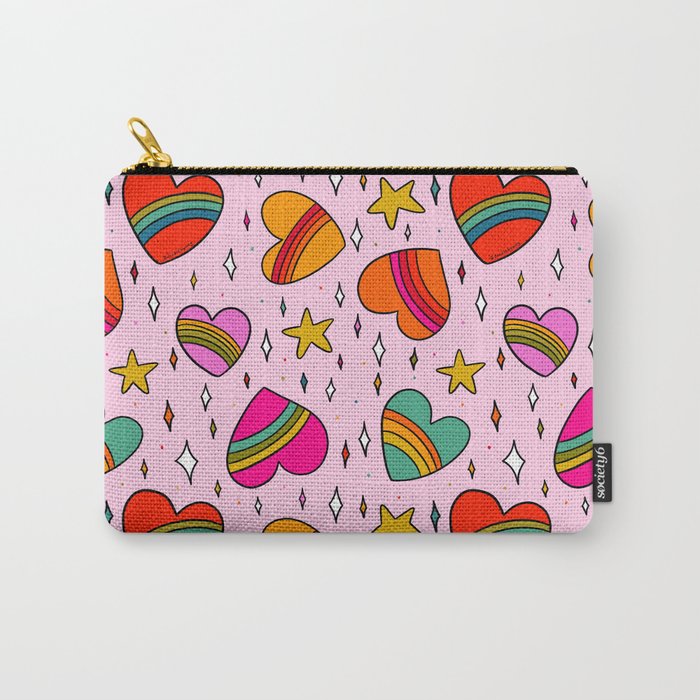 Rainbow Heart Print Carry All Pouch Gallery Image 1
