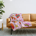 Rainbow Heart Print Throw Blanket Gallery Image 1