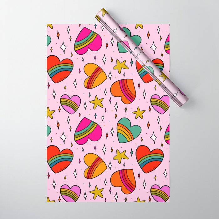 Rainbow Heart Print Wrapping Paper Gallery Image 1