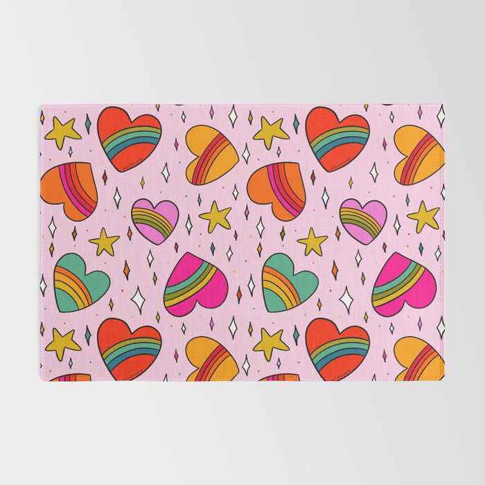 Rainbow Heart Print Rug Gallery Image 2