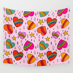 Rainbow Heart Print Wall Tapestry Gallery Image 4