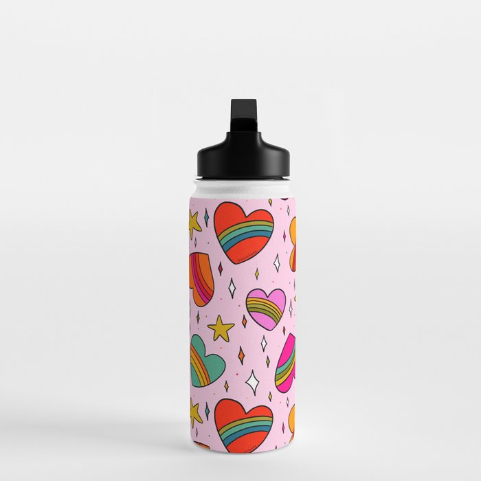 Rainbow Heart Print Water Bottle Gallery Image 3