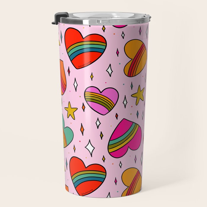 Rainbow Heart Print Travel Mug Gallery Image 3